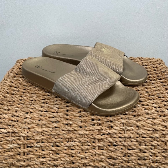 NEW INC International Concepts Gold Sparkle Slide Sandal XL 11/12‎ - Picture 3 of 7